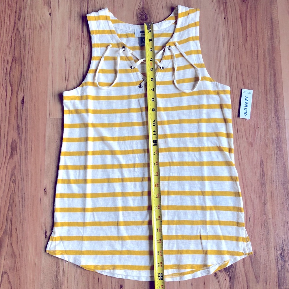 NEW OLD NAVY Sailor Tank Top Sleeveless Shirt Yellow Stripe Small Petite Women’s - Picture 7 of 12